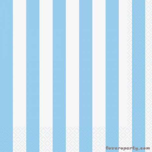 16 Napkins Light Blue Stripes