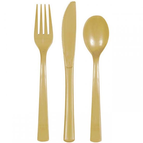 6 Set Plastic Cutlery Gold (18pcs)