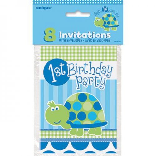 8 First Birthday Turtle Invitations & envelope 8 First Birthday Turtle Invitations & envelope