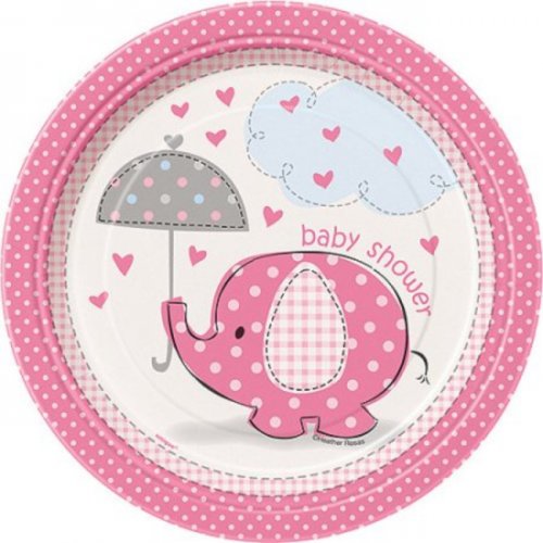 8 Plates Ubrellaphants Pink 17cm