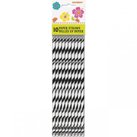 10 Paper Straws Zebra