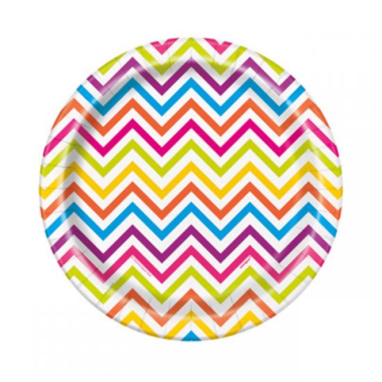8 Plates Rainbow Chevron 18cm