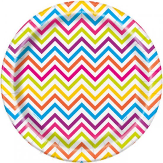 8 Plates Rainbow Chevron 23cm