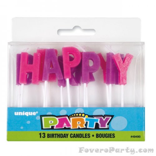 Candles Happy Birthday Purple & Fuchsia