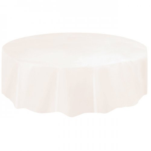 Ivory Plastic Tablecover Round 213cm
