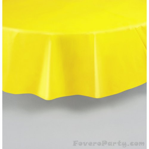 Yellow Plastic Tablecover Round 213cm Yellow Plastic Tablecover Round 213cm