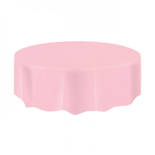 Pastel Pink Plastic Tablecover Round 213cm Pastel Pink Plastic Tablecover Round 213cm