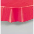 Red Plastic Tablecover Round 213cm