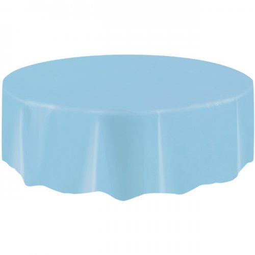 Light Blue Plastic Tablecover Round 213cm  Light Blue Plastic Tablecover Round 213cm