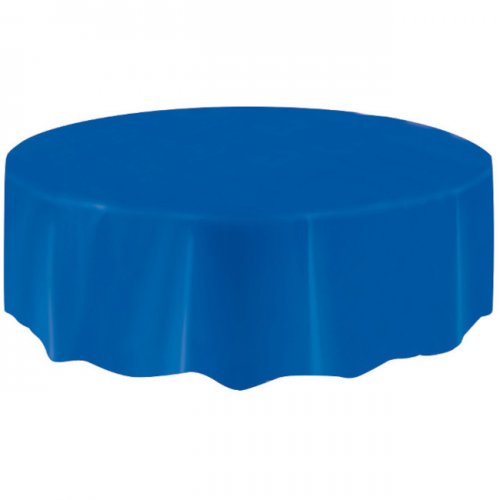 Royal Blue Plastic Tablecover Round 213cm Royal Blue Plastic Tablecover Round 213cm