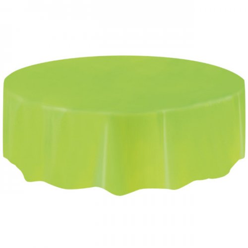 Lime Green Plastic Tablecover Round 213cm Lime Green Plastic Tablecover Round 213cm
