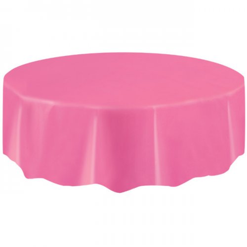 Hot Pink Plastic Tablecover Round 213cm