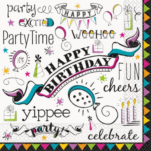 16 Napkins Doodle Birthday 33 x 33cm 16 Napkins Doodle Birthday 33 x 33cm