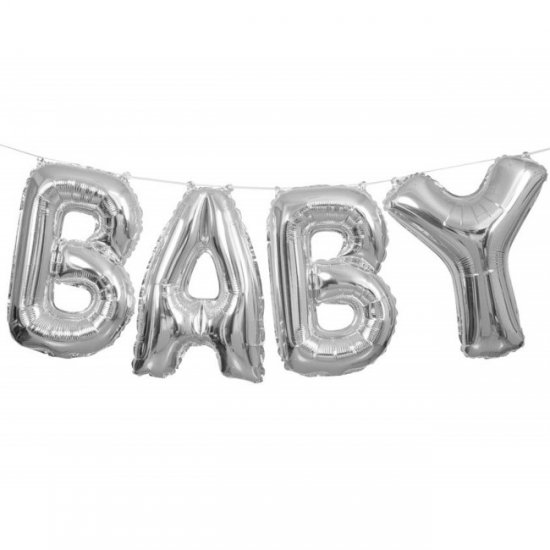 Foil Balloon Baby Silver Letter Banner 35cm