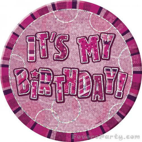 Pink Badge Happy Birthday 15cm