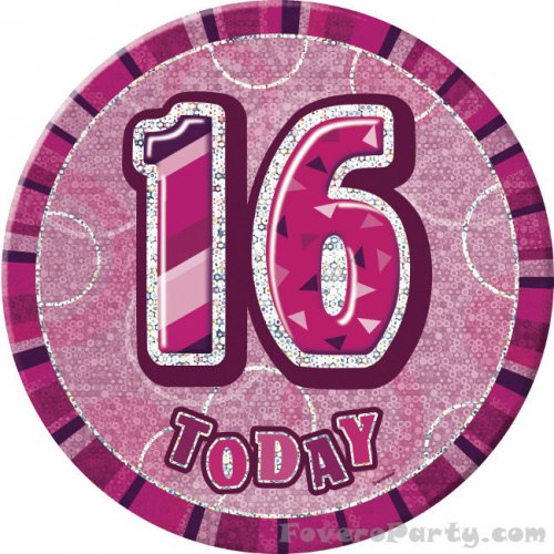Pink Badge 16th Birthday 15cm
