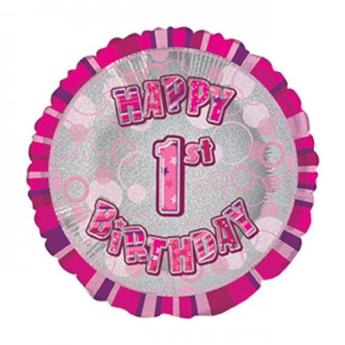 Foil Balloon 1 Prismatic Pink 45cm Foil Balloon 1 Prismatic Pink 45cm