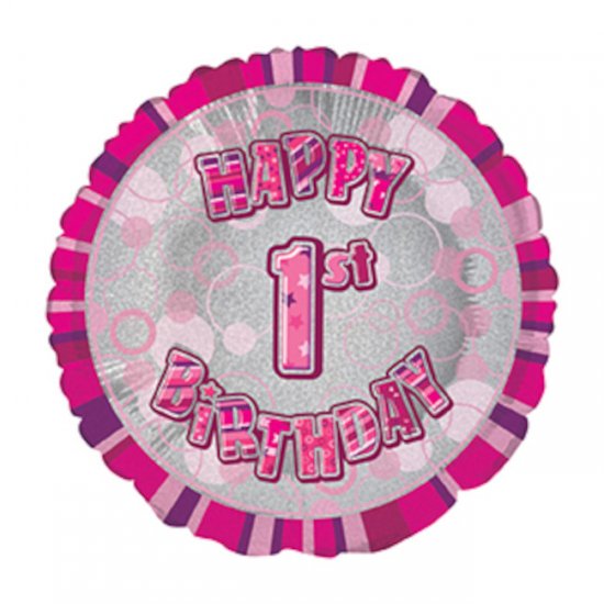 Foil Balloon 1 Prismatic Pink 45cm