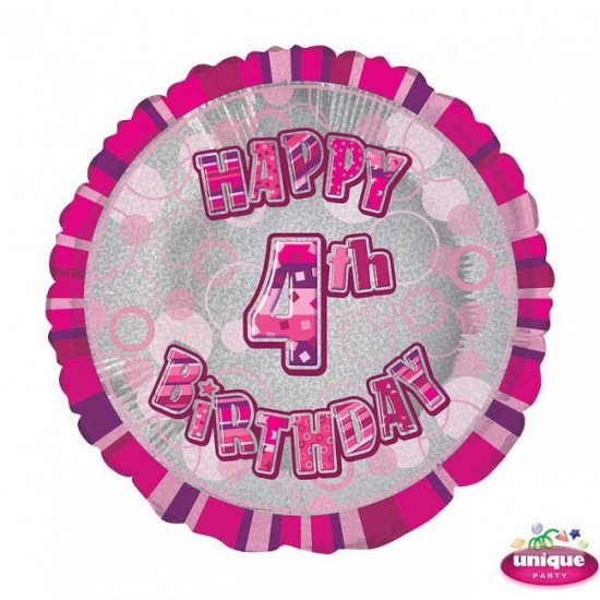 Foil Balloon 4 Prismatic Pink 45cm