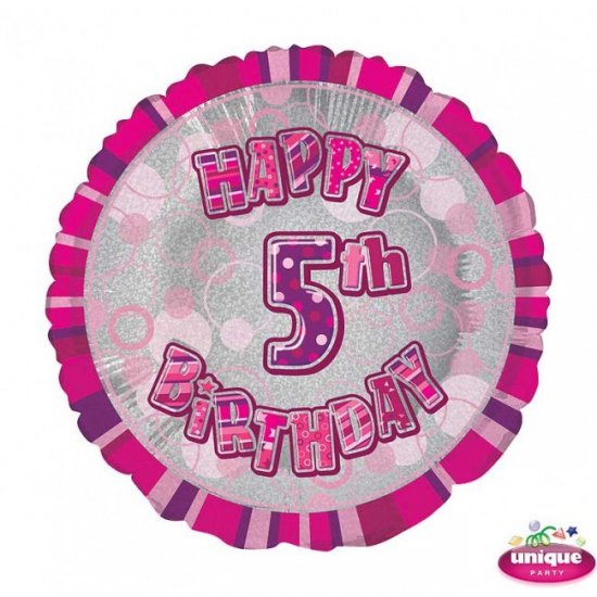 Foil Balloon 5 Prismatic Pink 45cm