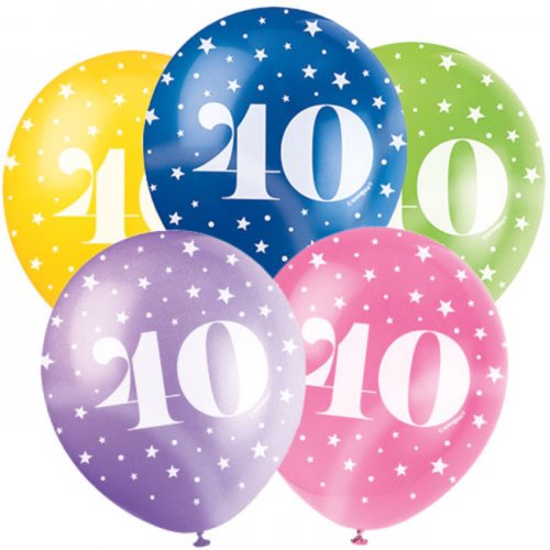 5 Balloons No.40 Assorted colours 30cm