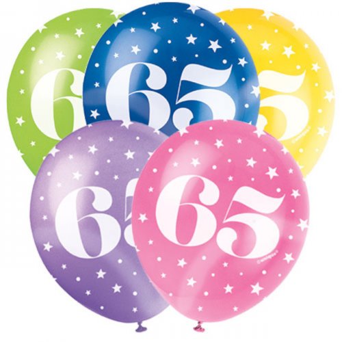 5 Balloons No.65 Assorted colours 30cm