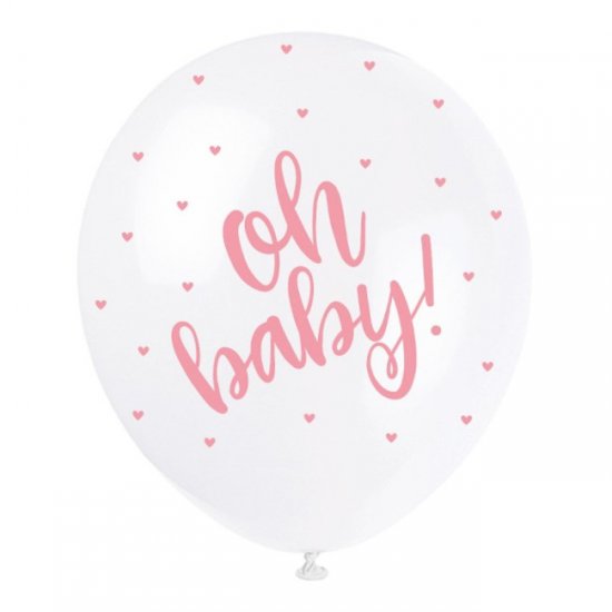 5 Balloons 30cm Oh Baby Pink