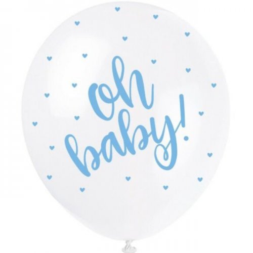 5 Balloons 30cm Oh Baby! Blue