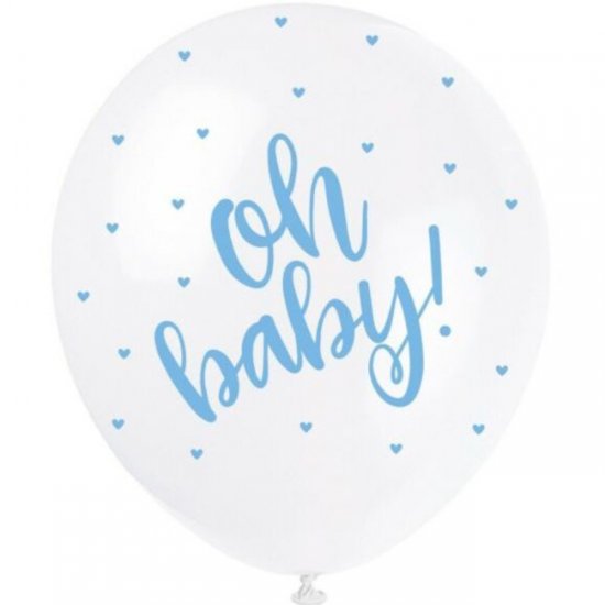 5 Balloons 30cm Oh Baby! Blue