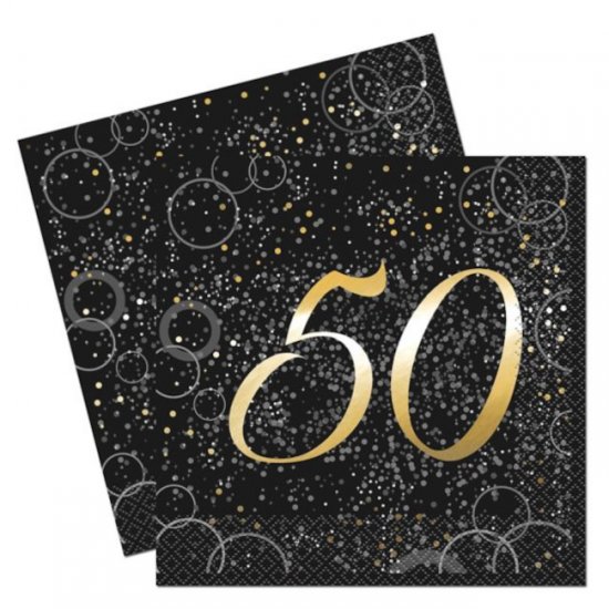 16 Napkins 50th Gold Birthday