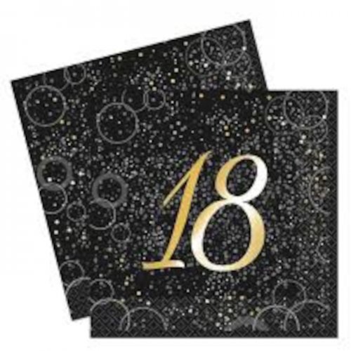 16 Napkins 18th Gold Birthday