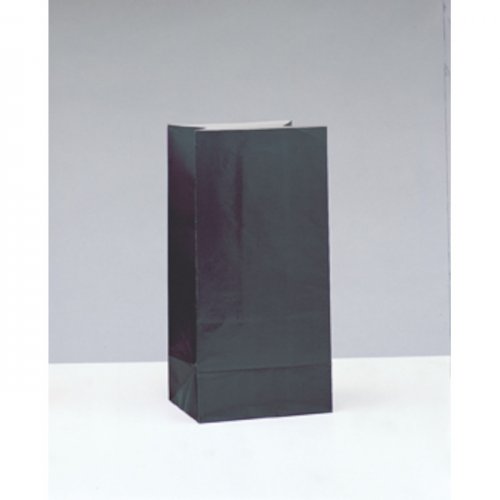 12 Paper Party Bags Black