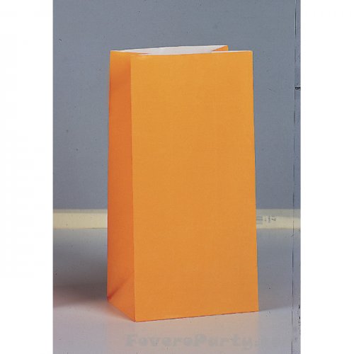 12 Paper Party Bags Orange  12 Paper Party Bags Orange
