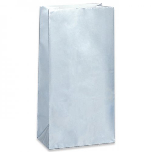 10 Paper Party Bags Silver