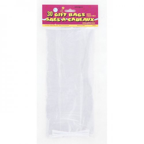 30 Clear Cello Bags with Twist Ties 13cmX29cm
