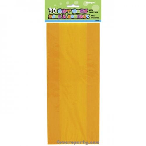 30 Orange Cello Bags with Twist Ties 13cmX29cm