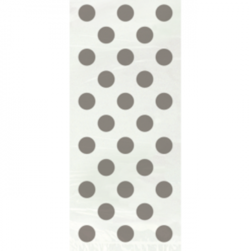20 Silver Dots Bags with Twist Ties 13cmX29cm