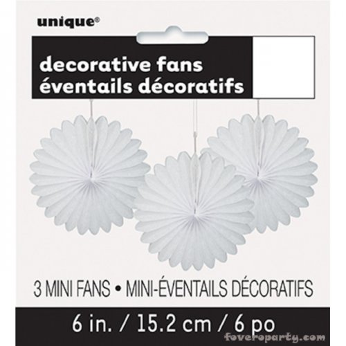 3 Decorative Fan White 15 cm 3 Decorative Fan White 15 cm
