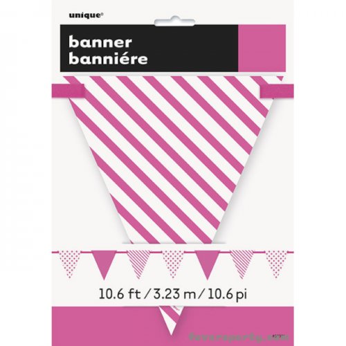 Paper Flag Banner Fuchsia Dots & Stripes 3.20m Paper Flag Banner Fuchsia Dots & Stripes 3.20m