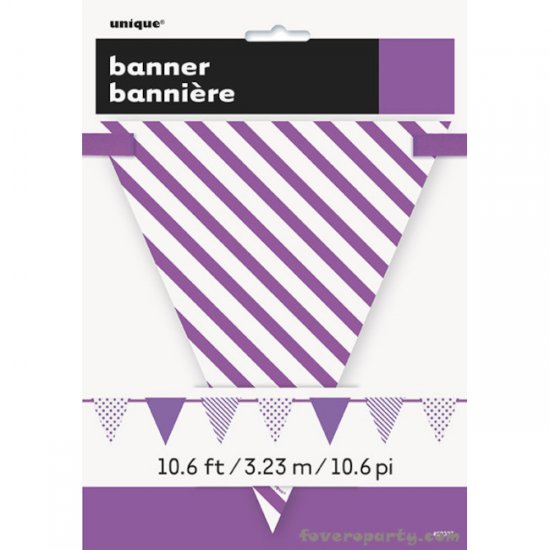 Paper Flag Banner Purple Dots & Stripes 3.20m