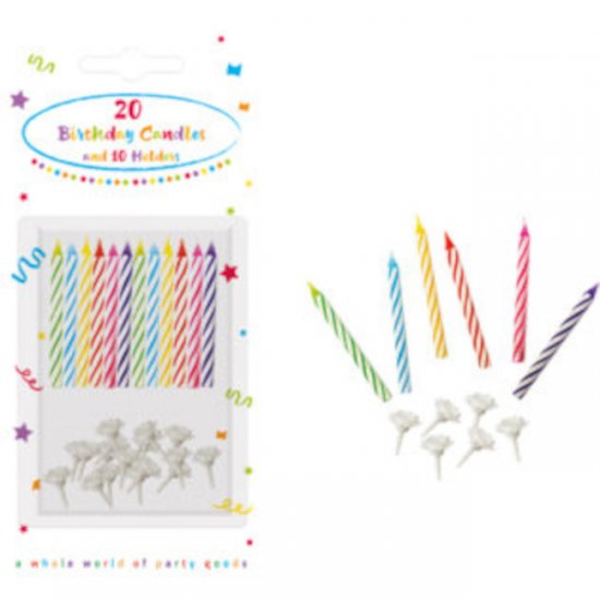 20 Birthday Candles mix colours