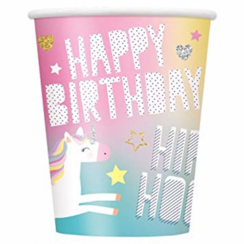 8 Paper Cups Unicorn Star