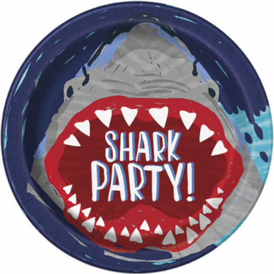 8 Plates Shark Party 23cm