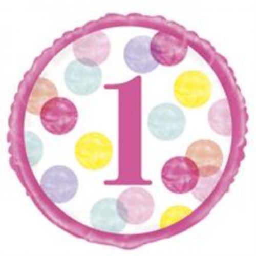 Foil Balloon 1st Birthday Pink Dots Foil Balloon 1st Birthday Pink Dots