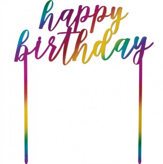 Plastic Cake Topper \'Happy Birthday\' Rainbow