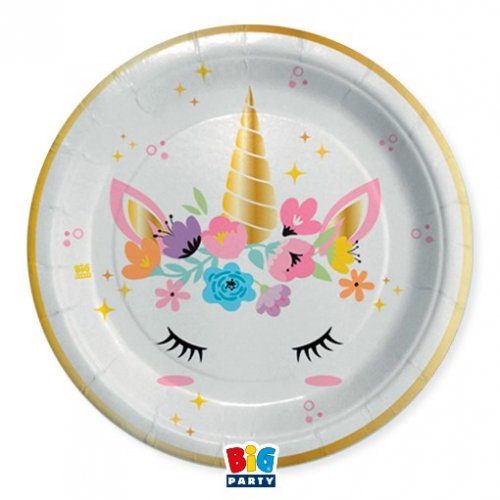 8 Plates Unicorn Rainbow 17cm