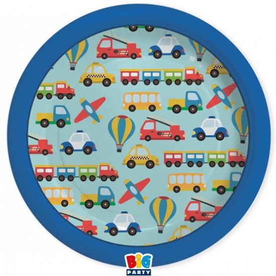 8 Paper Plates Vehicles 24cm