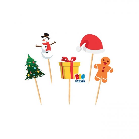 25 Shaped Picks 4x7cm Christmas