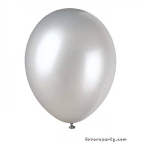 10 Balloons Pearlised Silver 30cm