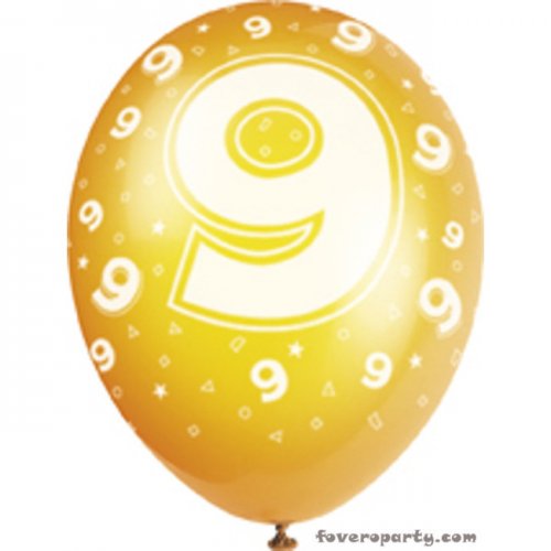 5 Balloons No. 9 Assorted colours 30cm